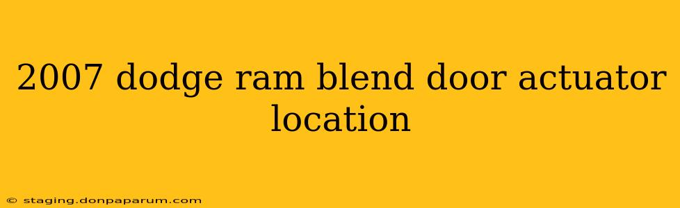 2007 dodge ram blend door actuator location