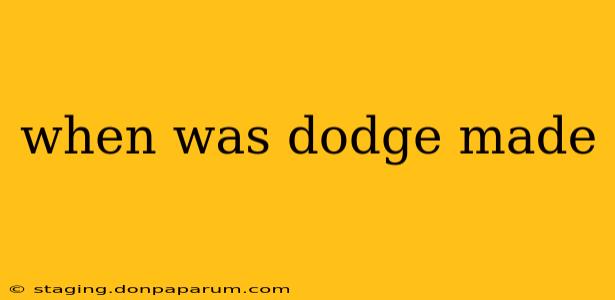 when was dodge made